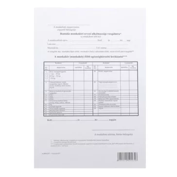   Nyomtatvány beutalási munkaköri orvosi alkalmassági vizsgálatra A/4