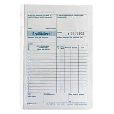   Nyomtatvány szállítólevél VECTRALINE A/5 álló 25x4 lapos