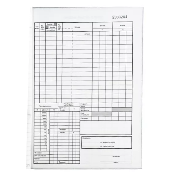 Nyomtatvány időszaki pénztárjelentés VECTRALINE A/4 álló 25x4 lapos
