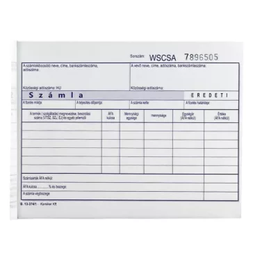   Nyomtatvány számla VECTRALINE A/5 fekvő 50x3 lapos 1 áfás