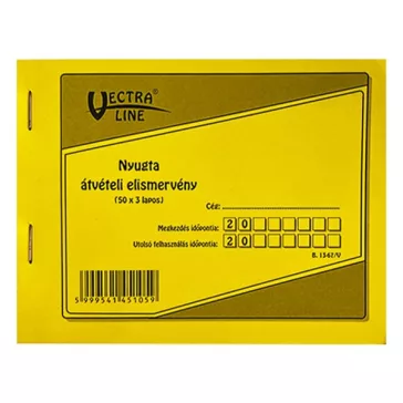   Nyomtatvány nyugta átvételi elismervény VECTRALINE A/6 fekvő 50x3 lapos