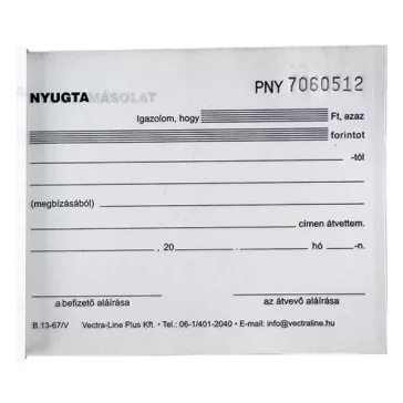   Nyomtatvány nyugta átvételi elismervény VECTRALINE A/6 fekvő 50x3 lapos