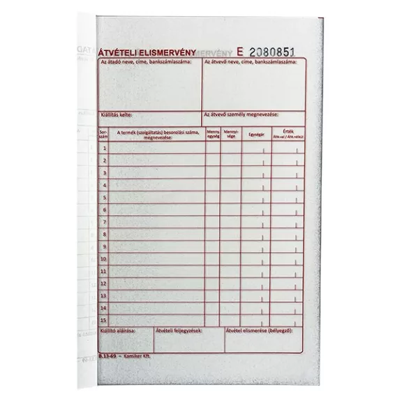 Nyomtatvány átadás - átvételi elismervény VECTRALINE A/5 álló 25x3 lapos