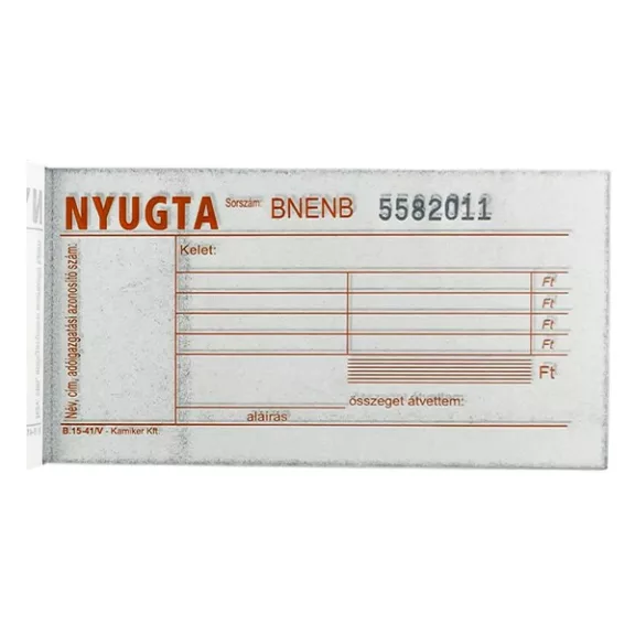 Nyomtatvány nyugta VECTRALINE 50x2 lapos 4 soros 20 darabos