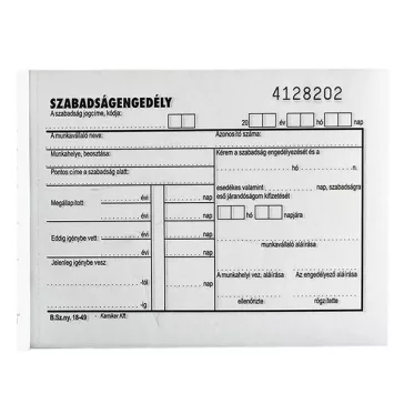   Nyomtatvány szabadságengedély VECTRALINE A/6 fekvő 50x2 lapos