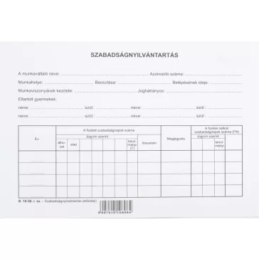 Nyomtatvány szabadság nyilvántartólap A/5