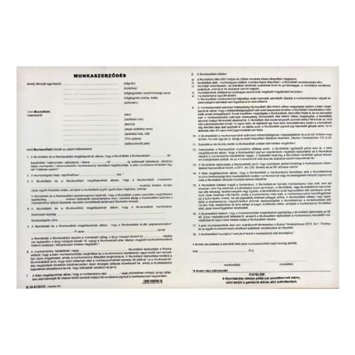 Nyomtatvány munkaszerződés A/3 3 lapos ÚJ