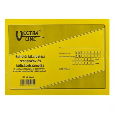   Nyomtatvány belföldi kiküldetési rendelvény és költségelszámolás VECTRALINE A/4 fekvő  25x2 lapos