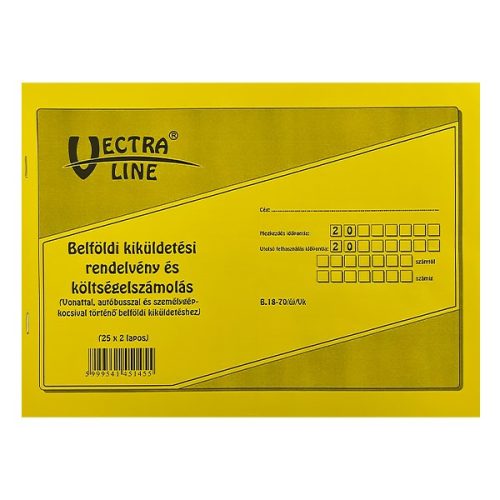 Nyomtatvány belföldi kiküldetési rendelvény és költségelszámolás VECTRALINE fekvő