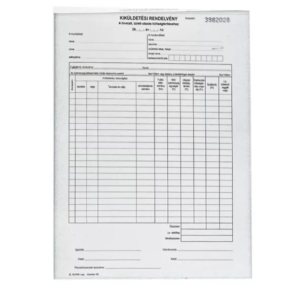 Nyomtatvány kiküldetési rendelvény VECTRALINE A/4 álló 25x2 lapos