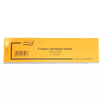 Nyomtatvány ebédjegy 5 napos fekete