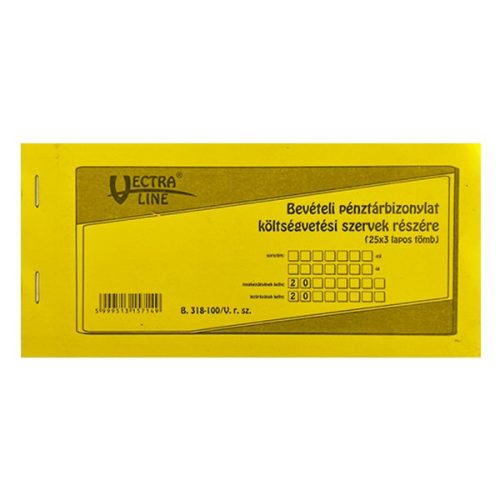 Nyomtatvány bevételi pénztárbizonylat költségvetési szervek részére VECTRALINE fekvő 25x3 lapos