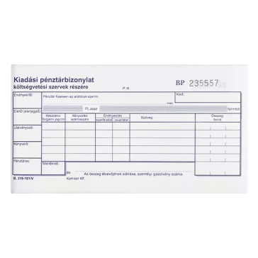   Nyomtatvány kiadási pénztárbizonylat költségvetési szervek részére fekvő 25x2 lapos
