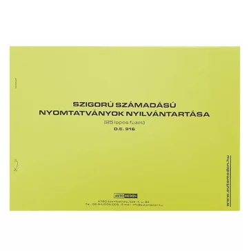   Nyomtatvány szigorú számadású nyilvántartó füzet A/4 25 lapos fekvő