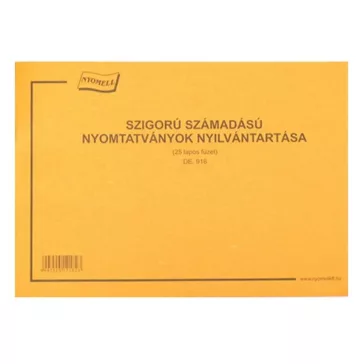   Nyomtatvány szigorú számadású nyilvántartó füzet A/4 25 lapos fekvő