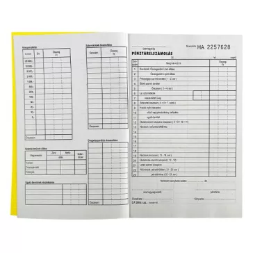 Nyomtatvány pénztárelszámolás VECTRALINE A/5 25x2 lapos