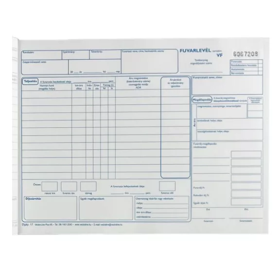 Nyomtatvány fuvarlevél VECTRALINE A/4 fekvő 50x3 lapos