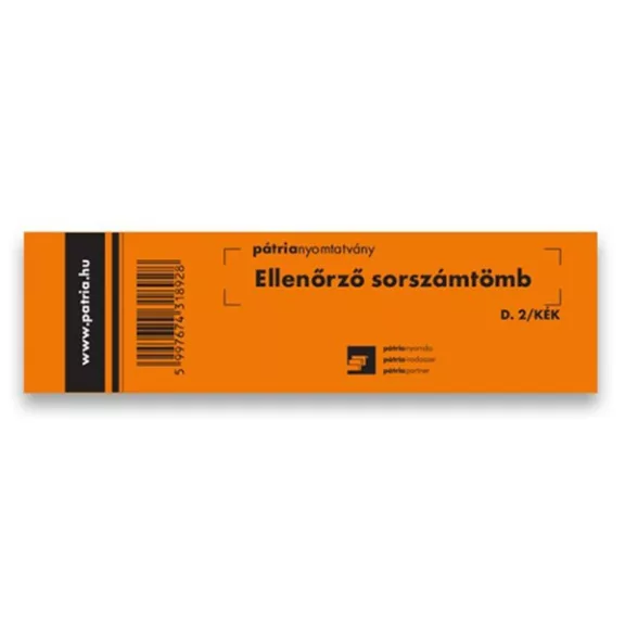 Nyomtatvány ellenőrző sorszámtömb PÁTRIA D2 100 lapos 146x40 mm vegyes Nyomtatvány ellenőrző sorszámtömb PÁTRIA D2 100 lapos 146x40 mm vegyes