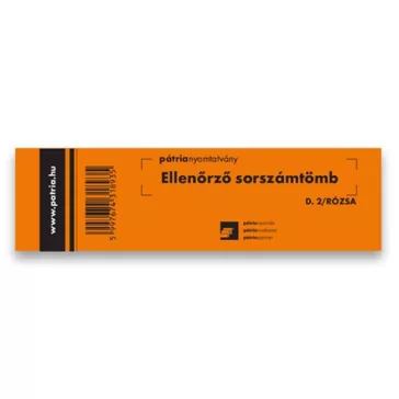   Nyomtatvány ellenőrző sorszámtömb PÁTRIA D2 100 lapos 146x40 mm rózsaszín