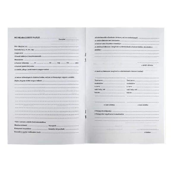 Nyomtatvány munkabaleseti napló VECTRALINE A/5 álló 32 lapos